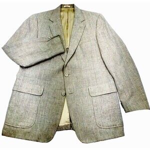 Regent Clothes Sport Coat Vtg Linen? Stripe Beige 42 44 USA Preppy Academia Y2K